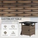 Outsunny 50,000 BTU Rattan Fire Pits for Garden, Propane Fire Pit Table, Brown