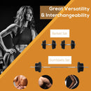 HOMCOM Dumbbell and Barbell Set with 65kg Adjustable Weights, for Home Gym