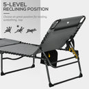 Outsunny Folding Sun Lounge w/ Reclining Back, Sun Lounge w/ Reading Hole, Grey