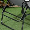 Outsunny Folding Sun Lounge w/ Reclining Back, Sun Lounge w/ Reading Hole, Grey