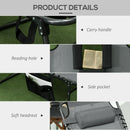 Outsunny Folding Sun Lounge w/ Reclining Back, Sun Lounge w/ Reading Hole, Grey