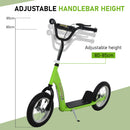 HOMCOM Kids Stunt Scooter With 12 Inch Rubber Wheels Adjustable Handlebar Green