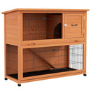 PawHut Wooden Rabbit Hutch, Antiseptic Outdoor, for 1-2 Rabbits - Orange