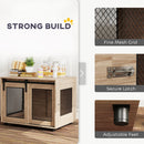PawHut Dog Crate Furniture w/ Sliding Door, Walnut Brown