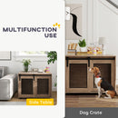 PawHut Dog Crate Furniture w/ Sliding Door, Walnut Brown