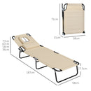 Outsunny Folding Sun Lounger Set of 2 Reclining Chair with Reading Hole