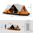 Outsunny 2 Room Camping Tent with Waterproof Rainfly & Screen Panels Orange