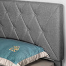 HOMCOM Bed Frame with 5-Level Adjustable Linen Headboard