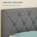 HOMCOM Bed Frame with 5-Level Adjustable Linen Headboard