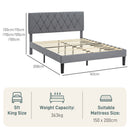 HOMCOM Bed Frame with 5-Level Adjustable Linen Headboard