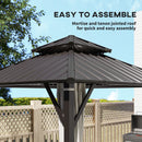 Outsunny 3 x 3(m) Hardtop Gazebo with Metal Roof, Netting and Curtains