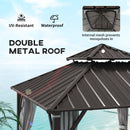 Outsunny 3 x 3(m) Hardtop Gazebo with Metal Roof, Netting and Curtains