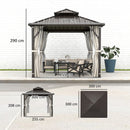 Outsunny 3 x 3(m) Hardtop Gazebo with Metal Roof, Netting and Curtains
