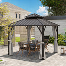Outsunny 3 x 3(m) Hardtop Gazebo with Metal Roof, Netting and Curtains