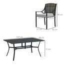 Outsunny 6 Seater Rattan Garden Furniture Set with Cushions