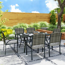 Outsunny 6 Seater Rattan Garden Furniture Set with Cushions