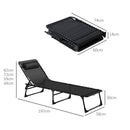 Outsunny 2 Pcs Folding Beach Chair Chaise Lounge 4 Adjustable Positions