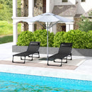 Outsunny 2 Pcs Folding Beach Chair Chaise Lounge 4 Adjustable Positions