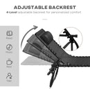 Outsunny 2 Pcs Folding Beach Chair Chaise Lounge 4 Adjustable Positions
