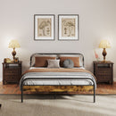 HOMCOM King Bed Frame With Headboard, No Box Spring Needed, Rustic Brown