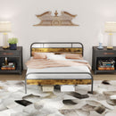 HOMCOM King Bed Frame With Headboard, No Box Spring Needed, Rustic Brown