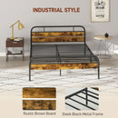HOMCOM King Bed Frame With Headboard, No Box Spring Needed, Rustic Brown