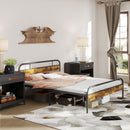 HOMCOM King Bed Frame With Headboard, No Box Spring Needed, Rustic Brown