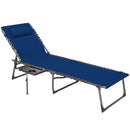 Outsunny Folding Sun Lounger with 5-Level Reclining Back, Side Table
