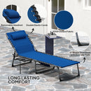 Outsunny Folding Sun Lounger with 5-Level Reclining Back, Side Table