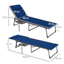 Outsunny Folding Sun Lounger with 5-Level Reclining Back, Side Table