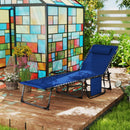Outsunny Folding Sun Lounger with 5-Level Reclining Back, Side Table