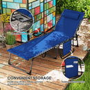 Outsunny Folding Sun Lounger with 5-Level Reclining Back, Side Table