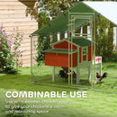 PawHut Walk in Chicken Run w/ Cover, Hanging Feeder, Perch, for 6-8 Poultry