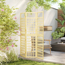 Outsunny 3-Panel Wooden Garden Privacy Screen, Natural Wood Finish