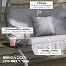 Outsunny 2-in-1 Garden Swing Chair for 3 Person w/ Adjustable Canopy, Grey