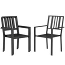 Outsunny 4 PCs Stackable Outdoor Garden Chairs with Metal Slatted Design, Black