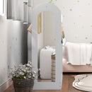 AIYAPLAY Kids Cloth Rail with Storage Shelf, Boxes, Mirror for Bedroom, White