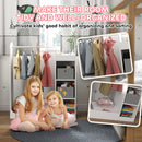 AIYAPLAY Kids Cloth Rail with Storage Shelf, Boxes, Mirror for Bedroom, White