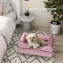 PawHut Dog Sofa Pet Couch w/ Removable Backrest Cushion Washable Cover - Pink