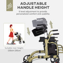 HOMCOM 2 in 1 Wheelchair & Folding Rollator Walker Combo, Yellow-green