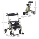 HOMCOM 2 in 1 Wheelchair & Folding Rollator Walker Combo, Yellow-green
