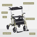 HOMCOM 2 in 1 Wheelchair & Folding Rollator Walker Combo, Yellow-green