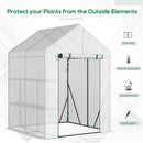 Outsunny Greenhouse for Outdoor w/ 2 Tier Shelf Roll-Up Zippered Door PE Cover Green