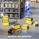 HOMCOM 3-Tier Tool Box With Wheels, Stackable Steel Toolbox
