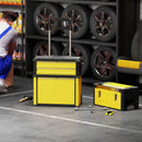 HOMCOM 3-Tier Tool Box With Wheels, Stackable Steel Toolbox