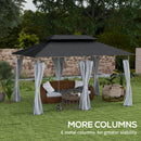 Outsunny 3 x 4m Garden Gazebo with Sides, Double Roof Metal Gazebo, White