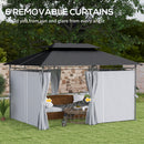 Outsunny 3 x 4m Garden Gazebo with Sides, Double Roof Metal Gazebo, White