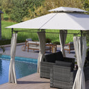 Outsunny 3 x 4m Garden Gazebo with Sides, Double Roof Metal Gazebo, White