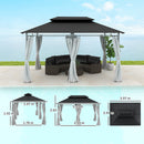 Outsunny 3 x 4m Garden Gazebo with Sides, Double Roof Metal Gazebo, White