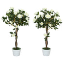 Outsunny Set of 2 90cm Artificial Rose Tree, Fake Decorative Plant